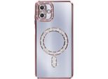 Avizar, Custodia Compatibile Con Galaxy A07 Magsafe Con Bordo In Strass, Rosa