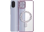 Avizar, Custodia Compatibile Con Galaxy A07 Magsafe Con Bordo In Strass, Viola