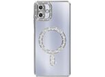 Avizar, Custodia Compatibile Con Galaxy A07 Magsafe Con Bordo In Strass, Argento