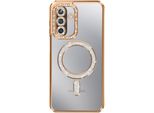 Avizar, Custodia Compatibile Con Galaxy A17 Magsafe Con Bordo In Strass, Oro