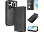 Custodia Per Telefono Cellulare Per Xiaomi 17 Pro Max, Vintage Leather Rfid Protection Card Holder Stand Function Magnetic Flip Case Black