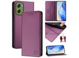 Custodia In Pelle Per Motorola Moto G06, Flip Case Con Slot Per Carte, Portafoglio E Supporto Viola