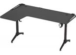 Happyment® Scrivania Da Gioco A L "Brutal"" - 160 X 100 X 75 Cm - Con Led Rgb, Beker E Supporto Per Cuffie - Scrivania Angolare Destra - Struttura In Metallo"