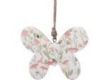 Farfalla Decorativa In Legno Con Motivi Floreali E Superficie Lucida