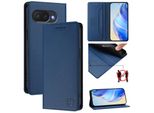 Custodia In Pelle Per Google Pixel 10A, Flip Case Con Slot Per Carte, Portafoglio E Supporto Blu