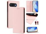 Custodia In Pelle Per Google Pixel 10A, Flip Case Con Slot Per Carte, Portafoglio E Supporto Rosa