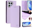 Custodia In Pelle Per Tecno Pova 7 Curve 5G 2025, Flip Case Con Slot Per Carte, Portafoglio E Supporto Viola