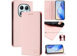 Custodia In Pelle Per Xiaomi Redmi Note 15 4G, Flip Case Con Slot Per Carte, Portafoglio E Supporto Rosa