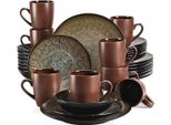 Servizio Da Tavola Noble - 32 Pezzi - 8 Persone - Ceramica Marrone - Servizio Per Cena E Colazione