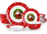 Servizio Da Tavola Royalty - 4 Persone - 16 Pezzi - Ceramica Bianca/Rossa - Piatto Da Pranzo E Piatto Da Colazione - Design Festivo