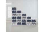 Set Di 20 Scatole Per Scarpe - Contenitore Per Scarpe - Impilabile - Pieghevole - Plastica Robusta - Per Il Guardaroba - Trasparente