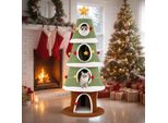 Costway Tiragraffi Natalizio, 154 Cm, Albero Per Gatti Con 4 Grotte Per Gatti, Tiragraffi, Base Grande, Stella E Palline, Albero Di Natale Per Gatti, Verde