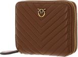 Pinko Portafoglio Taylor Zip Around Sheep Nappa Chevron Marrone - Leone - Antique Gold Marrone Chiaro