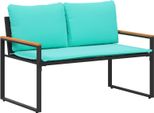 Vidaxl Panca Con Cuscini Neri E Turchesi 115 X 65 X 72 Cm In Rattan
