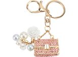 Portachiavi A Forma Di Borsetta Con Ciondolo, Simpatica Lega Di Zinco, Finitura Lucida, Strass Scintillanti In Rosa