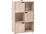 Libreria - Scaffale A Cubo Con Ante - 6 Scomparti, 3 Ante, 3 Livelli - Mdf - 59,7 X 29,7 X 91 Cm - Rovere