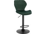 Sgabello Da Bar - Con Schienale - Girevole A 360° - Regolabile In Altezza - Velluto - Schienale 33 Cm - Poggiapiedi - Verde Scuro