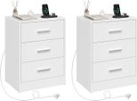 Comodino - Tavolino - Set Di 2 - 3 Cassetti - Con Cassetto Di Collegamento - Altezza 54 Cm - Legno - Stile Marocchino Moderno - Blu