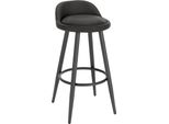 Sgabello Da Bar - Sgabello Da Banco - Poggiapiedi In Metallo - Altezza Fissa - Non Girevole - Seduta 37,5X34 Cm - Stile Moderno - Pelle Antracite