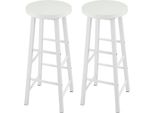 Set Di 2 Sgabelli Da Bar - Sgabello Da Bar Bistro - Altezza 71 Cm - Seduta 30X30 Cm Mdf 25 Mm - Struttura In Acciaio Inox - Altezza Massima Seduta 2 X 2 Cm 100 Kg - Protezione Del Pavimento - Bianco