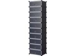 Scarpiera Modulare - Sistema A Innesto Per Scarpiere - 10 Scomparti - 48 X 173 X 36 Cm - 10 Kg Per Scomparto - Pp+Abs - Ante Bianche Semitrasparenti - Nero