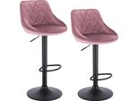 Set Di 2 Sgabelli Da Bar - Sgabello Da Bar Girevole - Altezza Regolabile 84-106 Cm, Sedile 35X38 Cm, Poggiapiedi, Struttura In Acciaio Cromato, Fino A 100 Kg - Velluto Rosa