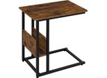 Tavolino Da Divano - Tavolino A Forma Di C - Può Essere Guidato Sotto Il Divano - Struttura In Metallo - Piano In Mdf - 55 X 36 X 59,5 Cm - Portata 10 Kg - Marrone Rustico