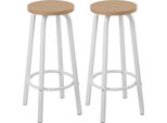 Set Di 2 Sgabelli Da Bar - Sgabello Da Banco 72 Cm - Seduta 30X30 Cm - Seduta In Mdf E Struttura In Metallo - Moderno Minimalista - Rovere Chiaro
