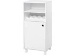 Mobiletto Da Cucina - Indipendente - Con Portabottiglie - Ripiani Regolabili - Dimensioni 48X108X40 Cm - Truciolare - Richiede Il Montaggio - Bianco