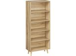 Libreria - Divisorio - 5 Scomparti - 60 X 24 X 144 Cm - Scaffale Aperto - Truciolare - Design Moderno - Rovere Chiaro