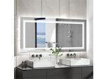 Specchio Da Bagno A Led - Specchio Da Parete Rettangolare - Illuminazione Anteriore E Posteriore - Antiappannamento - 120×80 Cm - Rosso