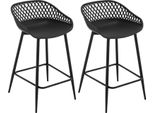 Sgabello Da Bar - Set Di 2 - Seduta In Pp, Struttura In Metallo Con Poggiapiedi, Schienale Aperto Ergonomico, 48,5×47×84,5 Cm - Nero