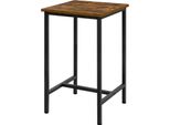 Tavolo Da Bar - Tavolo Alto - 60×60×100 Cm - Quadrato - Struttura In Metallo - Per 2 Persone - Con Ripiano - Salvaspazio - Marrone Rustico