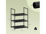 Scarpiera - Scarpiera A 3 Livelli - Strettoia Salvaspazio - Metallo + Pile Laminato - 41X28X55 Cm - Per Corridoio/Soggiorno - Nero