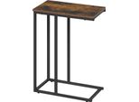 Tavolino - Tavolo Da Divano/Laptop - Struttura In Metallo - Piano In Mdf 45 X 25 Cm - Altezza 63,5 Cm - Rettangolare - Marrone Rustico
