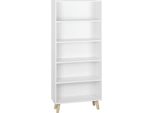 Libreria - Scaffale/Divisorio Indipendente - 5 Livelli - 60 X 24 X 144 Cm - Truciolare Melaminico E1 - Design Moderno - Bianco