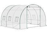 Serra - Serra A Tunnel - Serra A Foglio - 200 X 300 X 300 Cm - Porta E 6 Finestre - Resistente All'inverno - Struttura In Acciaio - Misura L - Bianco