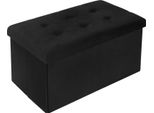 Panca Portaoggetti - Sgabello/Pouf - Pieghevole - Coperchio Rimovibile - Seduta In Velluto Imbottita - 76×38×38 Cm - Nero