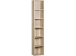 Libreria Moderna - Scaffale In Piedi - 6 Scomparti - 30 X 23,5 X 158,4 Cm - Truciolare - Design Sottile - Autoassemblaggio - Rovere