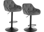 Set Di 2 Sgabelli Da Bar - Girevole E Regolabile In Altezza - Con Poggiapiedi - Altezza Seduta 62,5-84 Cm - Per Cucina A Isola/Bar - Grigio Scuro