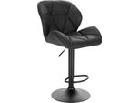 Sgabello Da Bar - Sgabello Girevole Regolabile In Altezza - Altezza Seduta 60-82 Cm Con Elevazione A Gas - Seduta In Pelle Con Schienale - Poggiapiedi In Acciaio Cromato - Portata 100 Kg - Nero