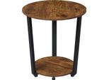 Tavolino Rotondo - Tavolino Da Salotto/Tavolino - 2 Ripiani - Design Moderno - Legno Effetto Palissandro - Marrone Rustico