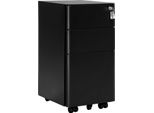 Cartella A Rotolo - 3 Cassetti - Chiusura A Chiave - 5 Rotelle - Per Cartelle Sospese - Metallo - 30 X 60 X 45 Cm - Nero