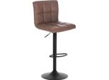 Sgabello Da Bar - Con Schienale - Altezza Regolabile 60-82 Cm - Girevole A 360° - Similcuoio, Struttura In Metallo - Seduta 44×38 Cm - Altezza Totale 92-114 Cm - Marrone Scuro