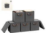 Scatole Pieghevoli In Tessuto Per Abiti - Set Di 5 20 L - Con Coperchio - Struttura In Metallo - 27 X 27 X 27 Cm - Grigio