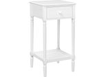 Comodino - Tavolino Con Cassetto - Stretto 35 X 70,5 X 35 Cm - Mdf P2 + Legno Massiccio - 1 Pezzo - Bianco