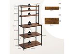 Mensola Da Cucina - Mensola Per Microonde/Mensola Da Forno - Xl 80X39,5X167 Cm - 6 Livelli - 6 Ganci - Capacità Di Carico 100 Kg - Truciolato E1 E Metallo - Finitura Marrone Rustico