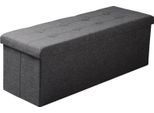 Panca Pieghevole - Ottomana - Dimensioni 110 X 37,5 X 38 Cm - Volume 118 L - Fino A 300 Kg - E1-MDF - Rivestimento In Lino - Grigio Scuro