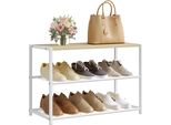 Scarpiera E Panca Per Scarpe - 2 Livelli - 63 X 43 X 30 Cm - Struttura In Metallo - Legno E1 + Ferro - Bianco