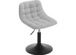 Sgabello Da Bar - Sgabello Girevole A 360° Regolabile In Altezza - Con Schienale - Rivestimento In Ciniglia - Seduta 42,5X35 Cm - Altezza Totale 60,5-72 Cm - Grigio